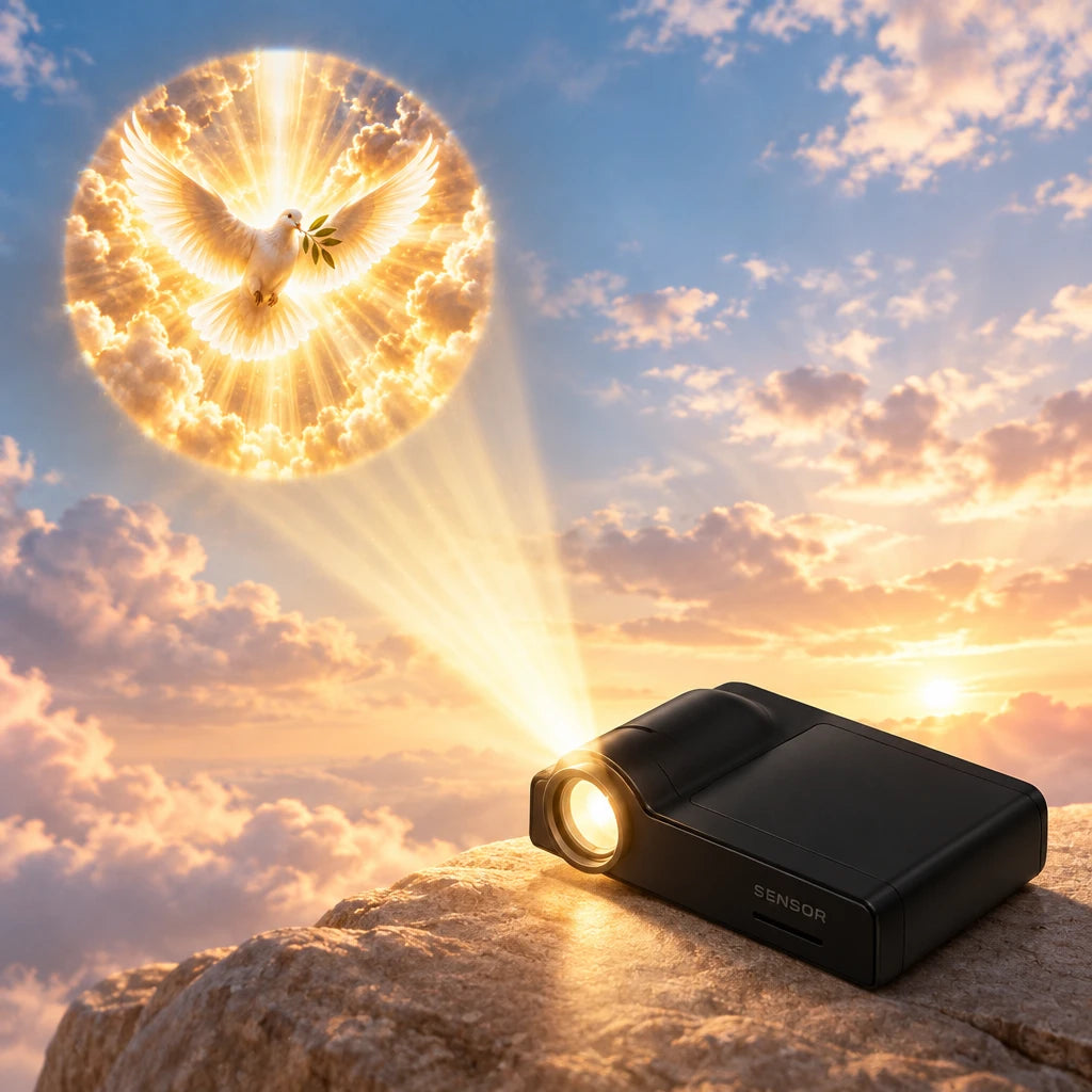 Holy Beam dove of peace door light projection